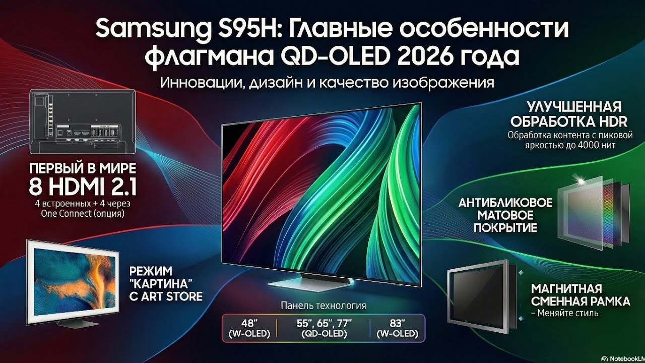 Samsung S95H OLED 2026 года — первый в мире телевизор с 8x HDMI 2.1 портами!