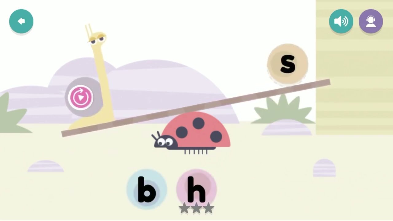 Seesaw Game from Hooked on Phonics App (Pre reader)