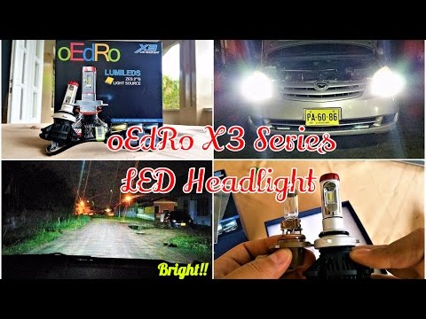 oEdRo X3 Series 9006 LED Headlight Review + Night time driving vs stock