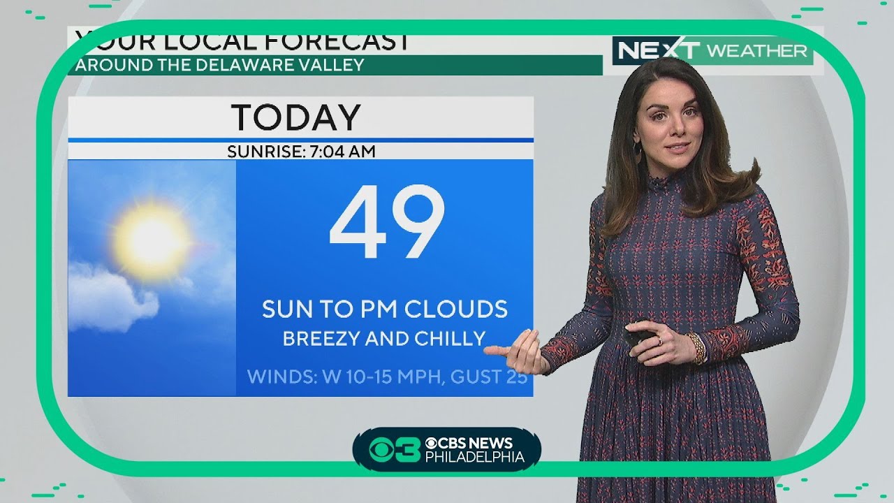 Breezy and chilly before PM clouds in Philadelphia region - YouTube