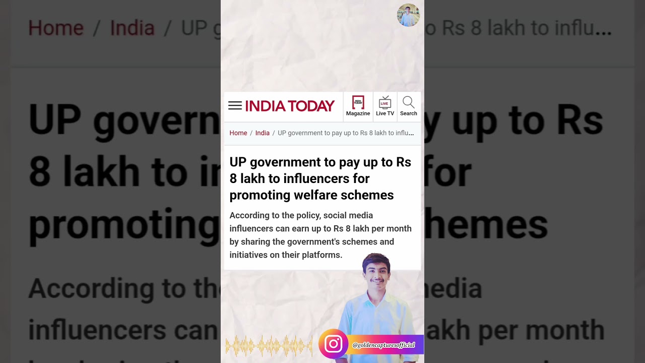 UP govt Scheme for youtubers and social media influencers 🤩 
