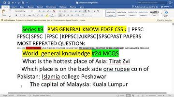 general knowledge repeated questions in pms one paper of ppsc and fpsc