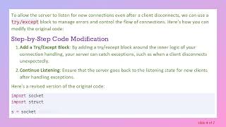 How to Make a Python Socket Listen for New Clients After a Disconnect