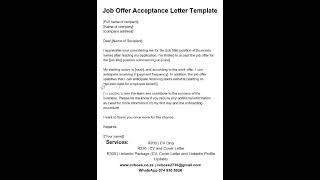 Job offer Acceptance // Letter / Application / cover Templates