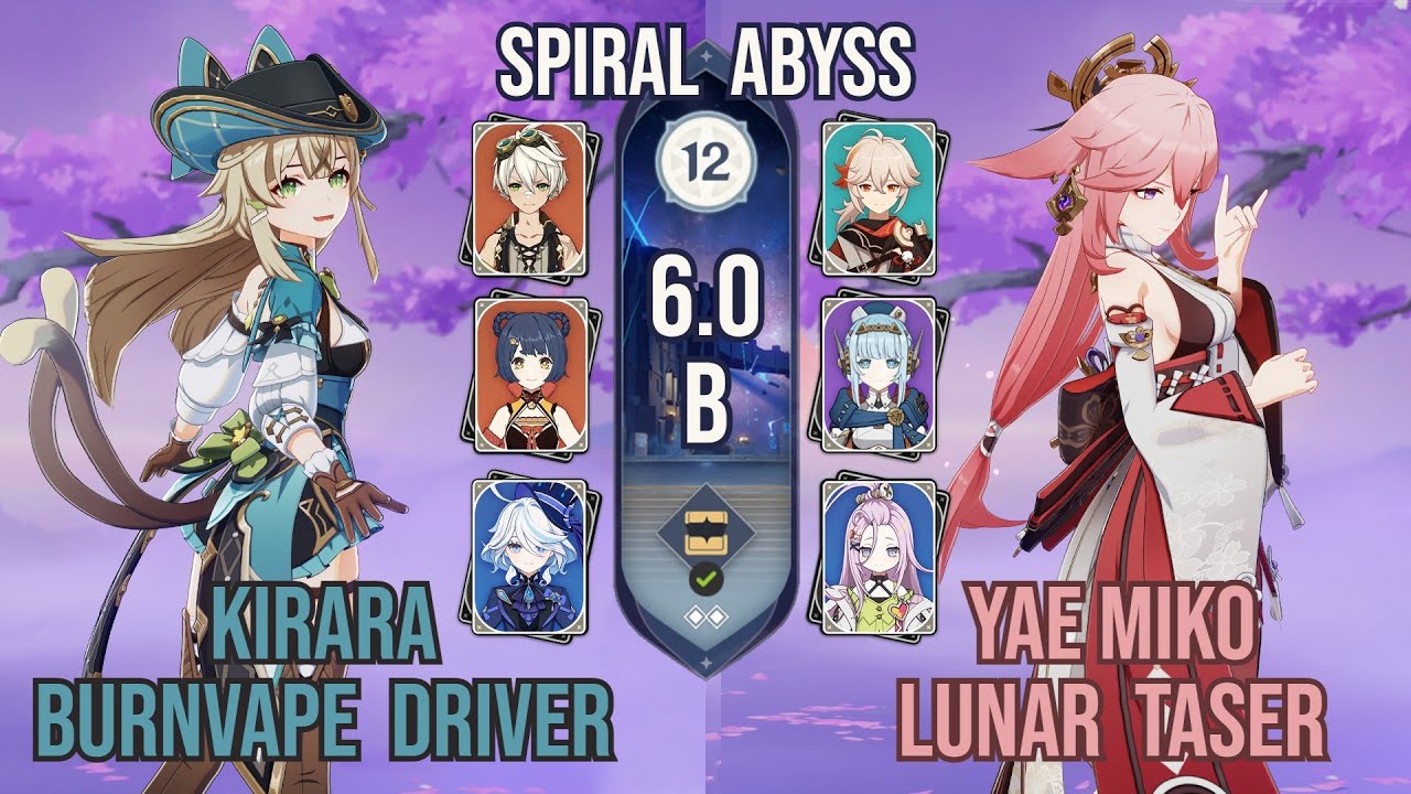C6 Kirara BurnVape + C0 Yae Miko Lunar Taser | Spiral Abyss 12 6.0b | Genshin Impact
