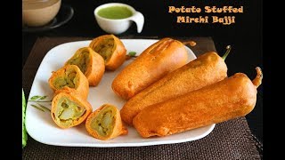 Stuffed Mirchi Bajji Recipe | மிளகாய் பஜ்ஜி | Stuffed Menasinakai Bajji | #MilagaiBajjiRecipe