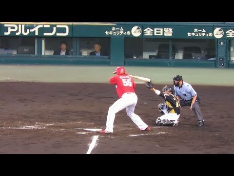 H29.07.17　３回表　２死満塁　ｴﾙﾄﾞﾚｯﾄﾞ　四球で押し出し１点　広島×阪神　甲子園