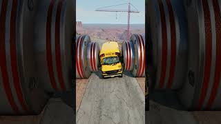 Car & School Bus vs Chained Hydraulic Crush - BeamNG.Drive