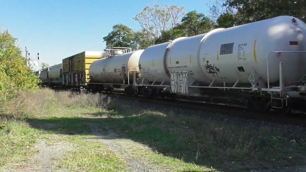 CSX Indy line westbound at Sidney depot 2024-10-18