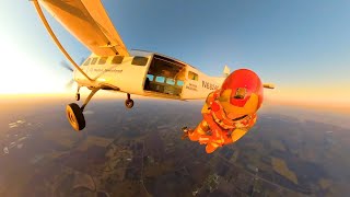 Skydiver + Pyrotechnics (Sunset Jump)