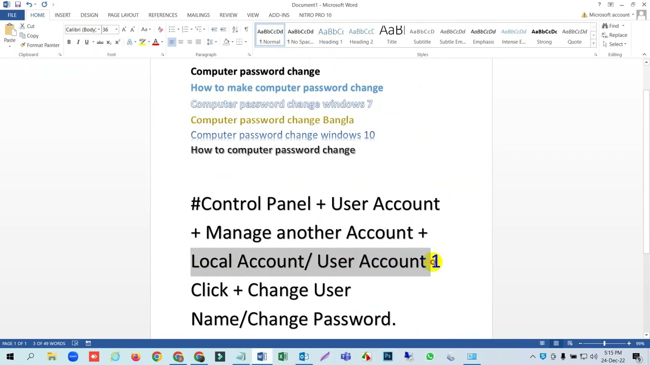 👉How to Change Computer Password || Create a New Password || Edite Password || Passwords