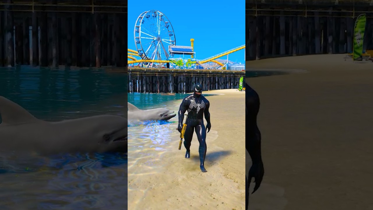 GTA V SPIDER MAN SAVING DOLPHIN FROM VENOM 