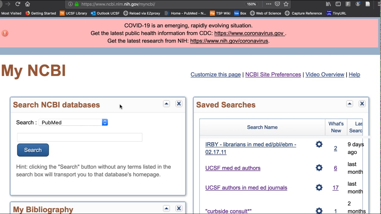 PubMed: Save Search/Create Alert and Download Search History