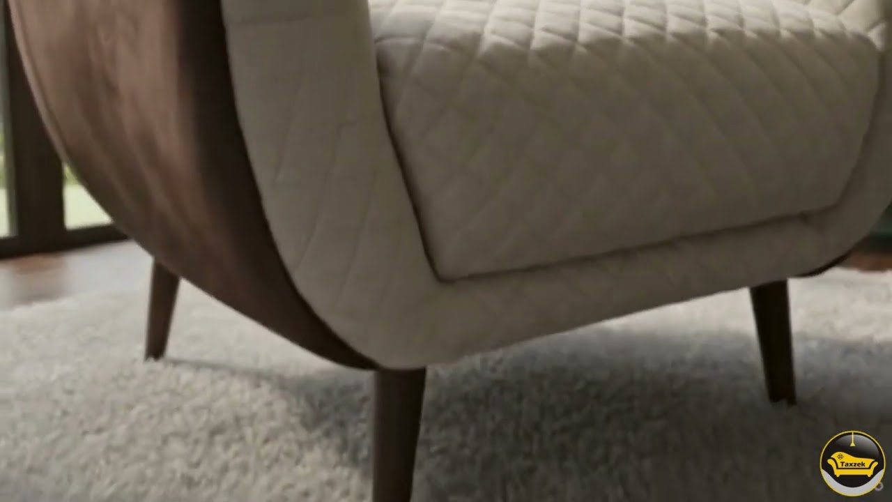Luxurious Quilted Beige Armchair – Modern Comfort Lounge Chair with Elegant Tapered Legs