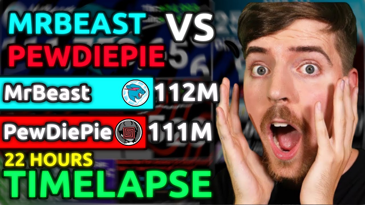 MRBEAST PASSING PEWDIEPIE: New No.1 Creator!  22 Hours Timelapse!