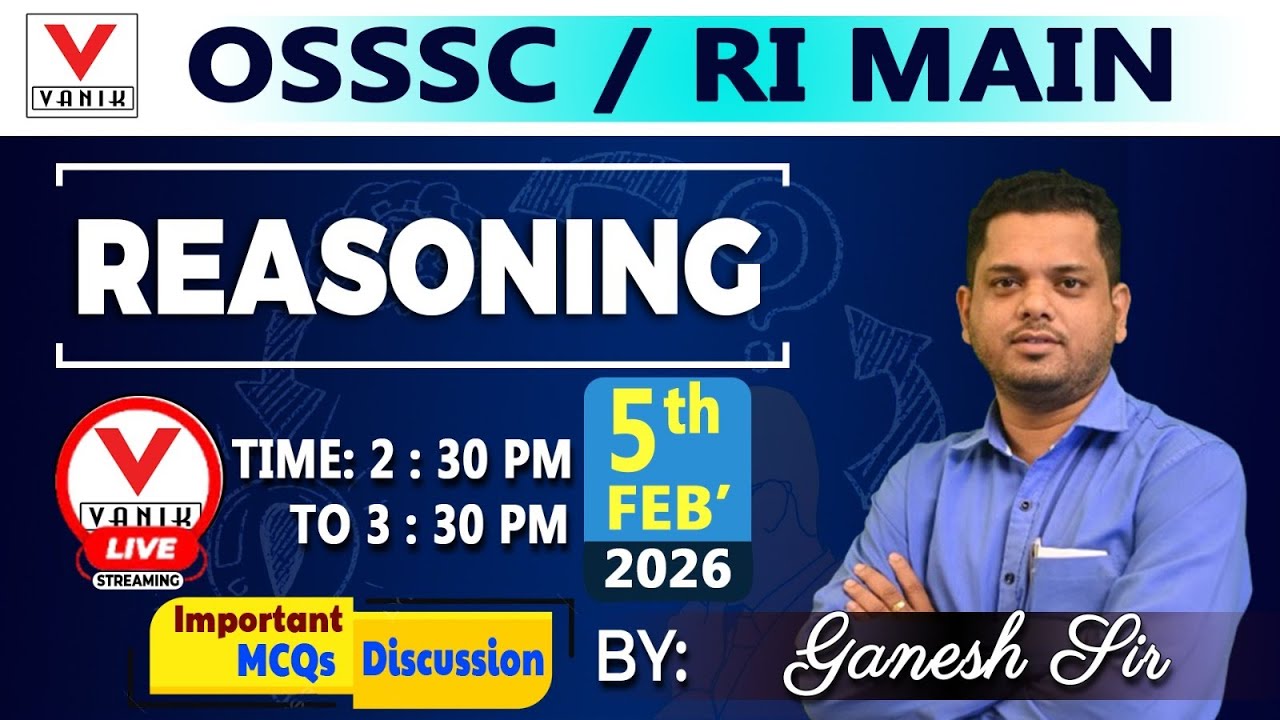 OSSSC RI MAINS 2025| Reasoning | Most Expected Questions Discussion | By Ganesh sir