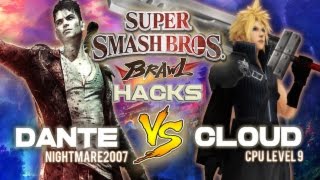 Super Smash Bros. Brawl Hacks: Dante(Me) vs Cloud(CPU) - 1v1 Battle