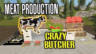 Farming Simulator 17: Crazy Butcher !!! Meat Production and Sale!!
