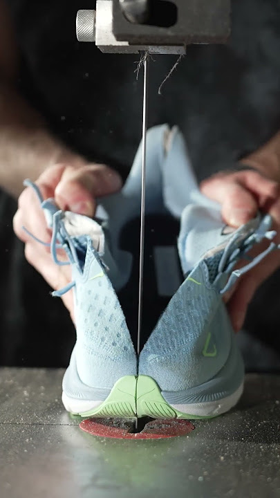 Cutting the Hoka Clifton 9 in half to see what's inside.