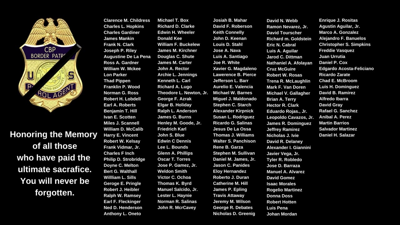 150 Fallen U.S. Border Patrol Agents and one law enforcement analysis specialist