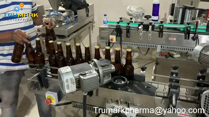 Automatic beer bottle wrap around and neck labeling machine