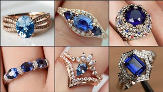 Mesmerizing Vintage Style Blue Sapphire Diamond Stackable Promise & Wedding Rings In 14k rose gold