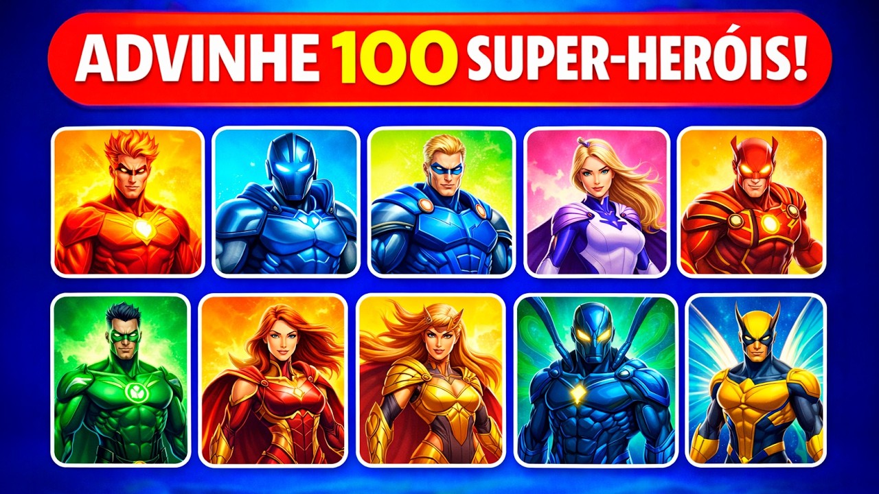 DESAFIO DOS SUPER-HERÓIS: 100 PERSONAGENS EM 3 SEGUNDOS 🦸‍♂️ Quiz da Marvel & DC