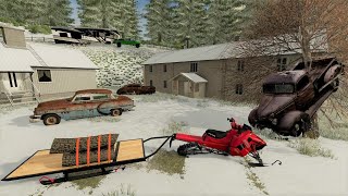 Lost campers use snowmobile and abandoned boat to get home | Farming Simulator 22