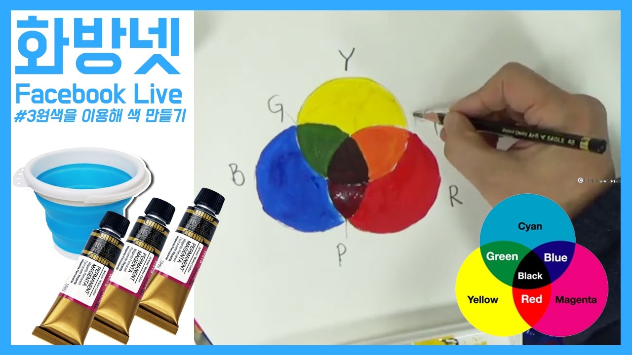 [화방넷 Live] 색의 3원색만으로 다양한 색상 만들어내는 방법 , 물감 섞는 방법 - YouTube