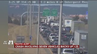 WATCH I-25 reopened after seven-car crash Sunday afternoon