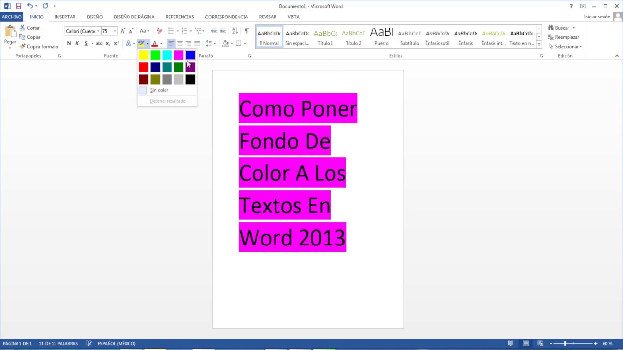 Como Poner Fondo De Color A Los Textos En Word 2013 - YouTube