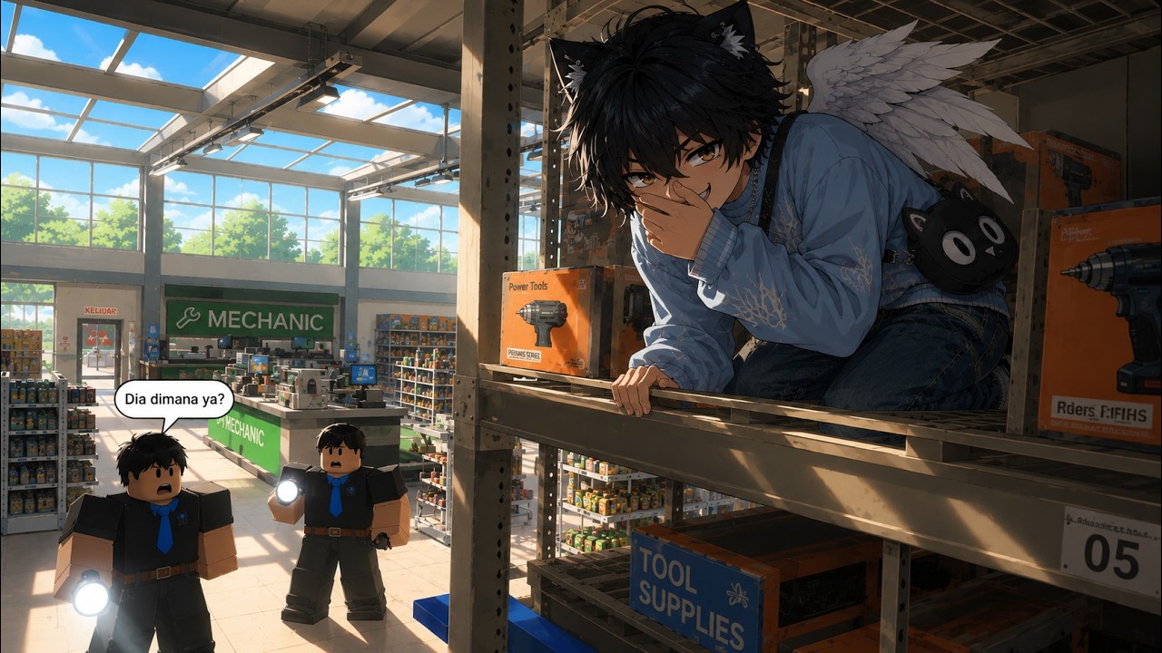 Aku Sembunyi dan Membuat base rak atas di Mega Store, lalu Berhasil Kabur
