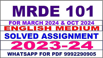 mrde 101 solved assignment 2023-24 | mrde 101 solved assignment in english 2024 | mrde 101 2024