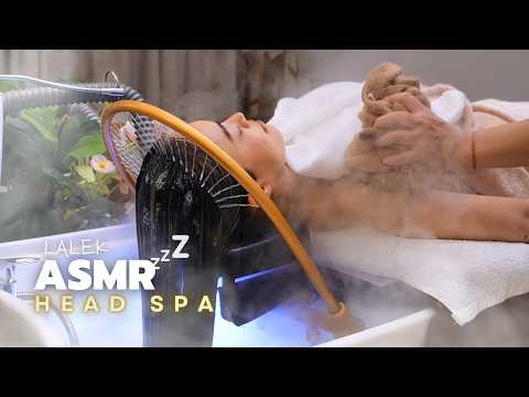 Perfect Night's Sleep ASMR | Head Spa with Steam, Waterfall Halo & Scalp Massage thumbnail