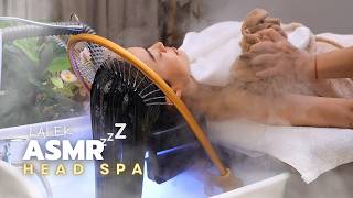 Warm \u0026 Cosy ASMR Head Spa 🚿 Steam Hum, Hot Compress \u0026 Waterfall Halo