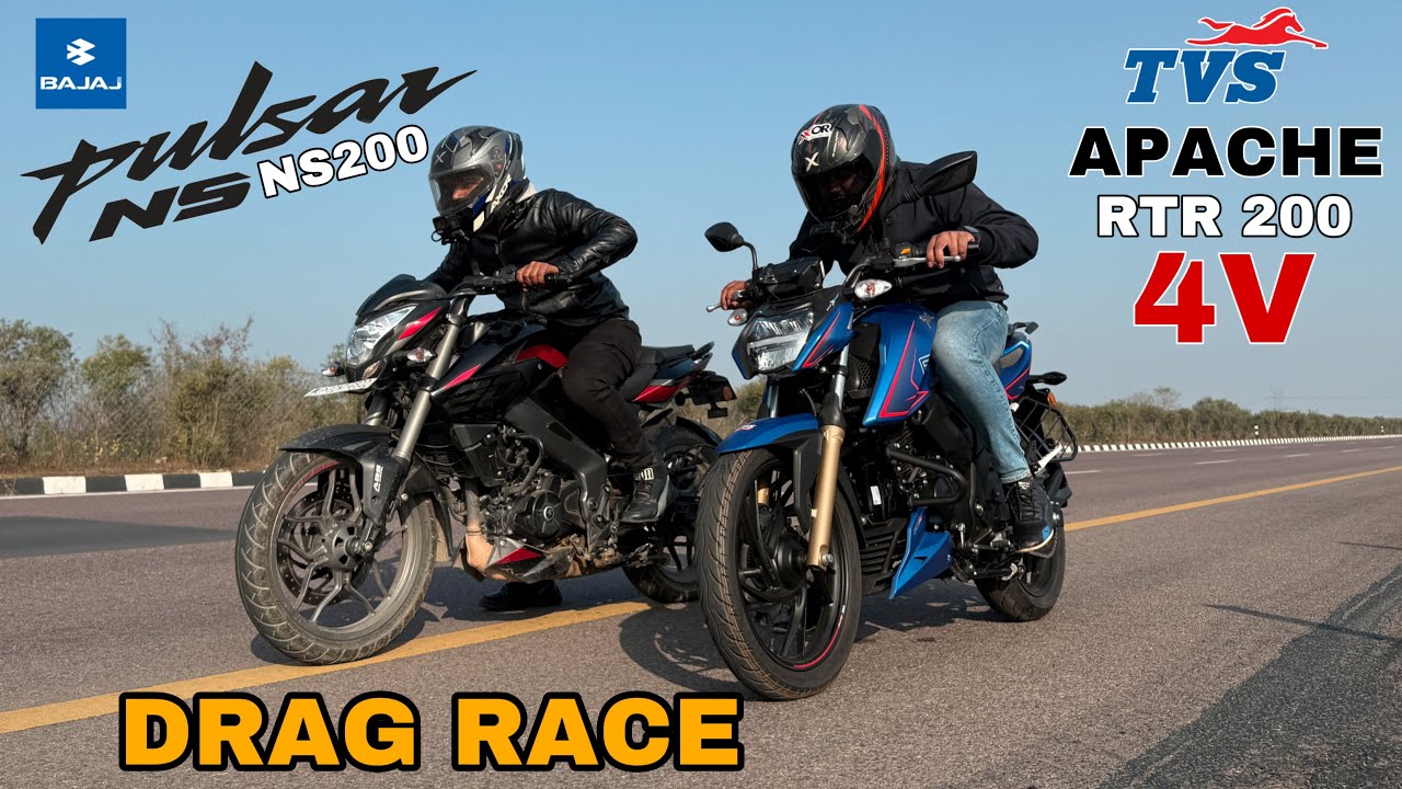2025 NEW TVS APACHE RTR 200 4V VS BAJAJ PULSAR NS200 BS6 PHASE  2 [ DRAG RACE  ] WHO WILL WIN....