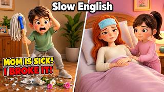 Boy Helps His Sick Mom but Breaks Her Favorite Vase | Slow English Story A2