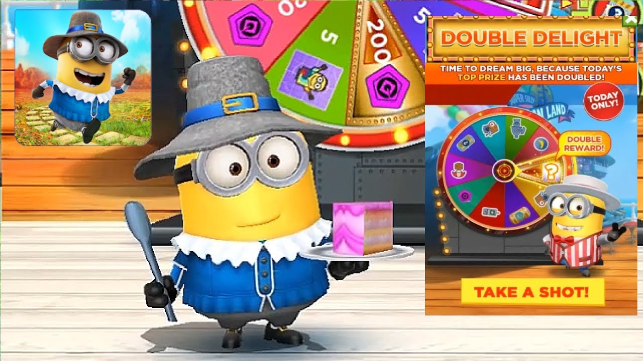 Minion rush Pilgriminion Prize Wheel SPINS DOUBLE DELIGHT fullscreen gameplay walkthrough android