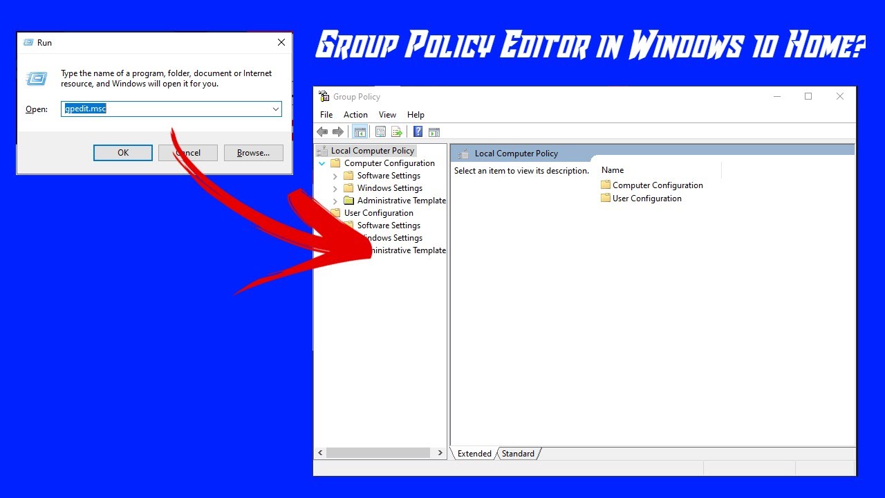 How to access the Group Policy Editor in Windows 10 Home!!! - YouTube
