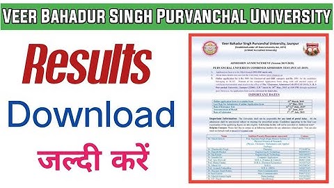 Veer Bahadur Singh Purvanchal University Result 2021