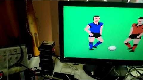 MEGA65  running International Soccer from a real cartridge