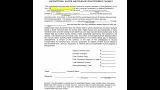 Unconditional Lien Waiver on Progress Payment