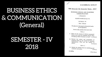 Business Ethics and Communication MCQ Question Paper 4th Semester 2018 |