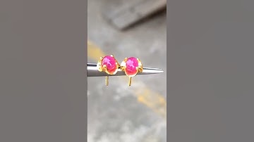 HV20103-1 | Bông tai vàng 10k đá ruby tự nhiên Lục Yên - Giá 6.500k - 0921.400.999