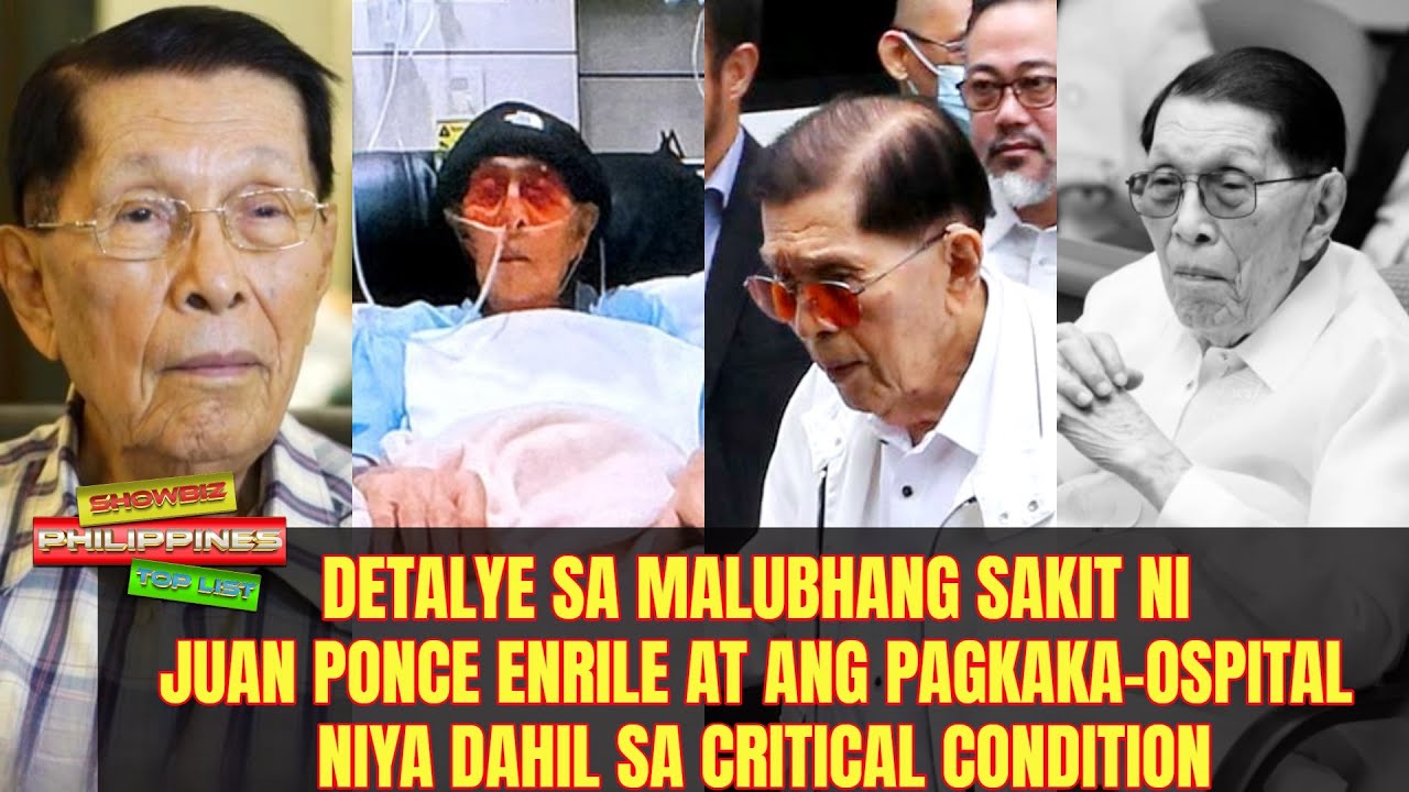 Detalye sa malubhang sakit ni Juan Ponce Enrile at pagkaka-ospital nya  dahil sa critical condition