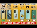 POCO M7 Pro 5g vs Realme 14X vs Narzo 70 Turbo vs CMF Phone 1 vs Moto G35 5G - Battery Drain Test