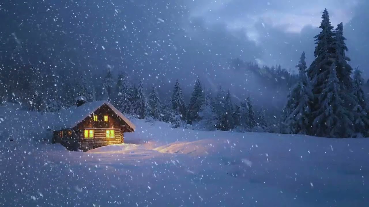 4K Alpine Cabin Facing a Blizzard — Snowstorm Ambience for Focus, Calm & Slee