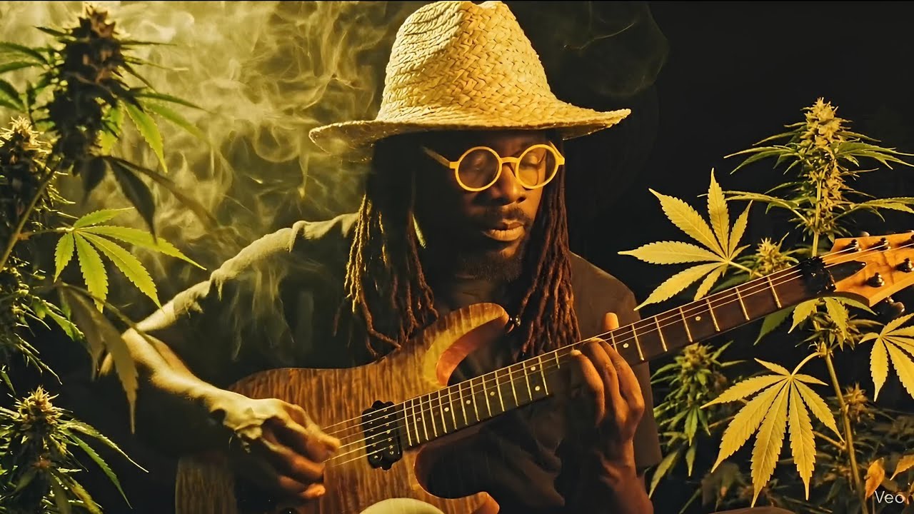 🎸 Moonlight Reggae Soul – Cinematic Guitar Chill Under Emerald Smoke 🌕