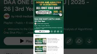 DAA One Shot Lectures Playlist | AKTU | 2025-26 #aktuexam #daaoneshot