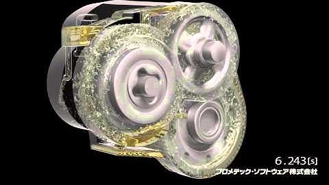 3段ギアによるオイルのかきあげ解析 / Analyzing gear oil behaviors (Particleworks)